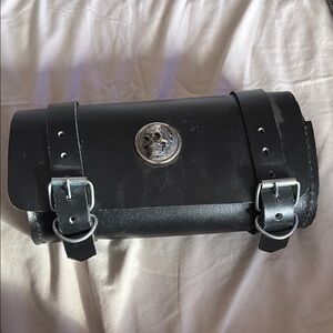 Black Leather Motorcycle Mechanic Bag